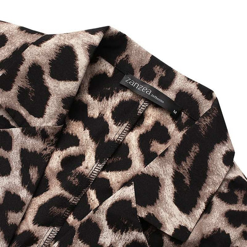 Leopard Lapel Blazer One Button Coat CODE: KAR1176
