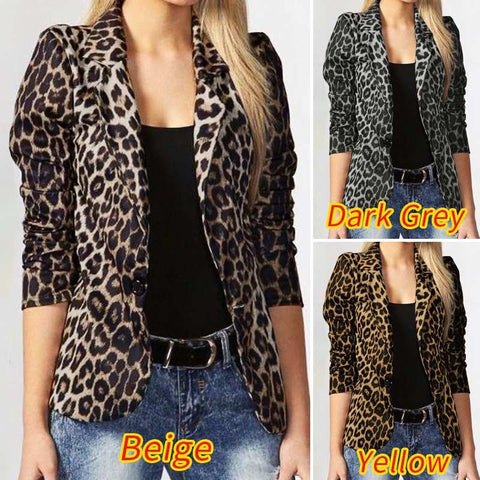 Leopard Lapel Blazer One Button Coat CODE: KAR1176