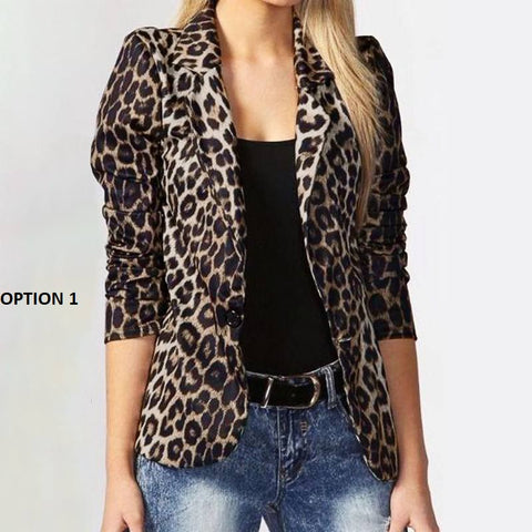 Leopard Lapel Blazer One Button Coat CODE: KAR1176