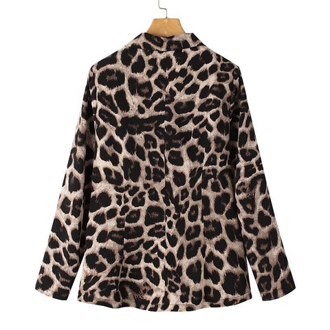 Leopard Lapel Blazer One Button Coat CODE: KAR1176