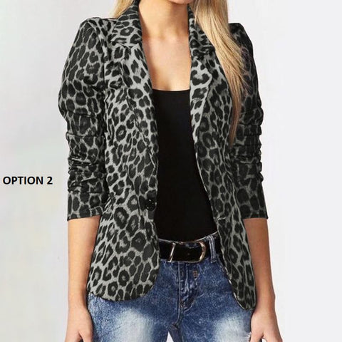 Leopard Lapel Blazer One Button Coat CODE: KAR1176