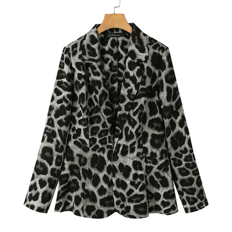 Leopard Lapel Blazer One Button Coat CODE: KAR1176