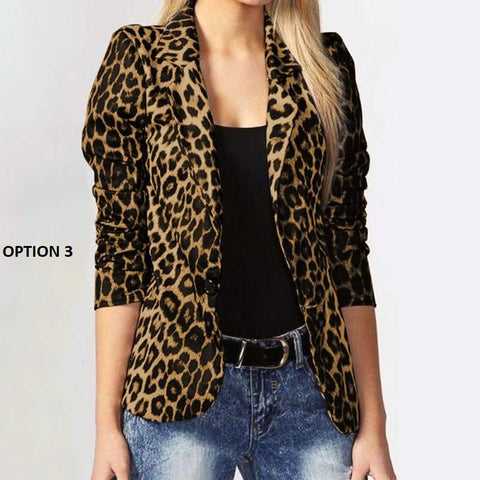Leopard Lapel Blazer One Button Coat CODE: KAR1176