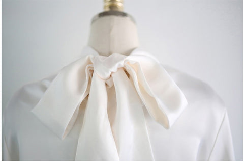 New elegant, bow collar, Lantern sleeve satin shirt CODE: KAR1182