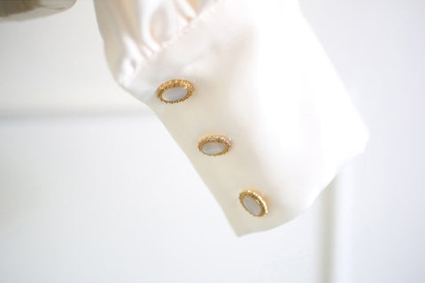 New elegant, bow collar, Lantern sleeve satin shirt CODE: KAR1182