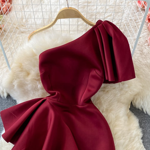 New Casual Sexy  Off Shoulder, Diagonal, High Waist, Irregular Ruffles, Bodycon Party Dress CODE: KAR1190