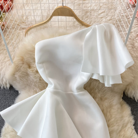 New Casual Sexy  Off Shoulder, Diagonal, High Waist, Irregular Ruffles, Bodycon Party Dress CODE: KAR1190