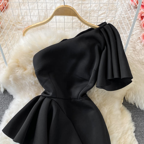 New Casual Sexy  Off Shoulder, Diagonal, High Waist, Irregular Ruffles, Bodycon Party Dress CODE: KAR1190