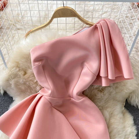 New Casual Sexy  Off Shoulder, Diagonal, High Waist, Irregular Ruffles, Bodycon Party Dress CODE: KAR1190