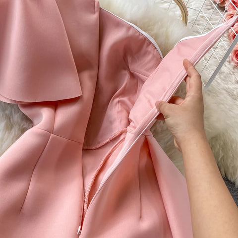 New Casual Sexy  Off Shoulder, Diagonal, High Waist, Irregular Ruffles, Bodycon Party Dress CODE: KAR1190