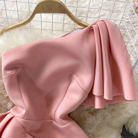New Casual Sexy  Off Shoulder, Diagonal, High Waist, Irregular Ruffles, Bodycon Party Dress CODE: KAR1190