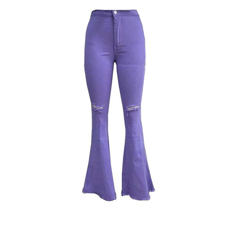 New Casual Bodycon Ripped Hem With Holes High Waist Stretch Denim Jeans CODE KAR1197