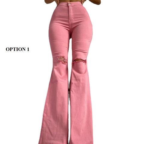 New Casual Bodycon Ripped Hem With Holes High Waist Stretch Denim Jeans CODE KAR1197