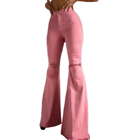 New Casual Bodycon Ripped Hem With Holes High Waist Stretch Denim Jeans CODE KAR1197