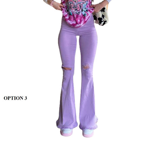 New Casual Bodycon Ripped Hem With Holes High Waist Stretch Denim Jeans CODE KAR1197
