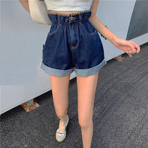 New  Loose, Blue, Fashion, Wide Leg High Waist Short CODE: KAR1205