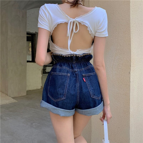 New  Loose, Blue, Fashion, Wide Leg High Waist Short CODE: KAR1205