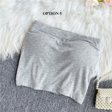 New Collection Casual Strapless Tube Cropped Tank Top CODE: KAR1206