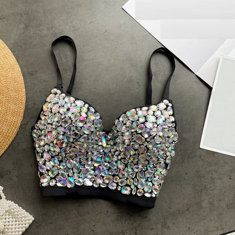 New  Fashionable Colorful Diamond Camisole, Backless, Padded Chest, Party Tank Top CODE: KAR1208