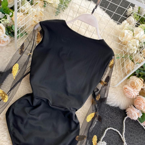 Sexy V-neck ,High Waist, Mesh, Long Sleeve, Slim, Black Jumpsuit CODE: KAR1210