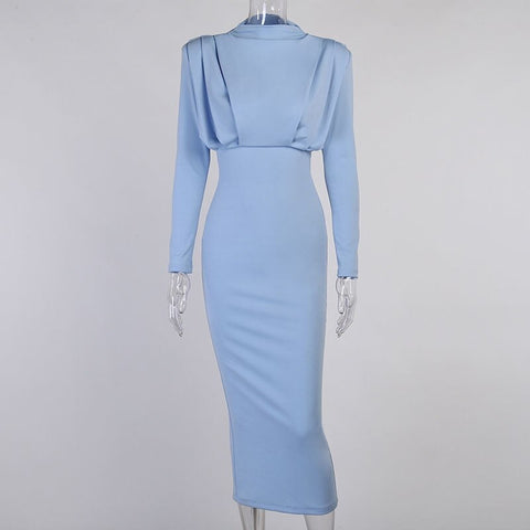 New Casual, High Neck, Long Sleeve, Solid Color Dress CODE: KAR1211