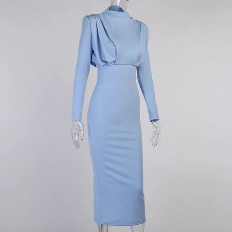 New Casual, High Neck, Long Sleeve, Solid Color Dress CODE: KAR1211
