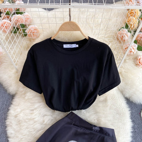 New Black T-Shirt Top, Long Midi Skirt, Two Piece Set CODE: KAR1216