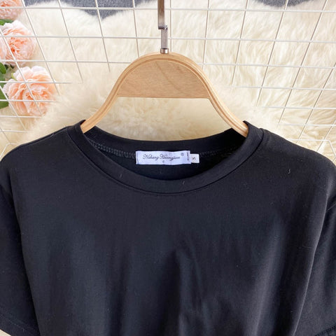 New Black T-Shirt Top, Long Midi Skirt, Two Piece Set CODE: KAR1216