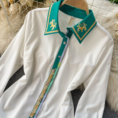 New Long Sleeve  Shirt and Midi Pleated Skirt, Two Piece Set CODE: KAR1217