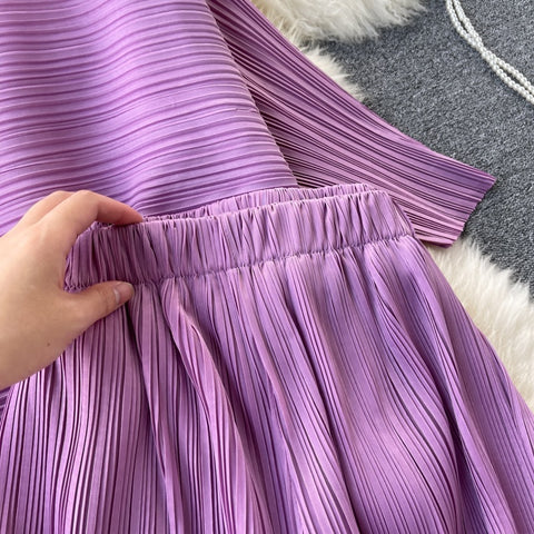 New Long Sleeve Round Neck Casual Loose Tops + High Waist Wide Leg Long Pants Two Piece Set CODE: KAR1227