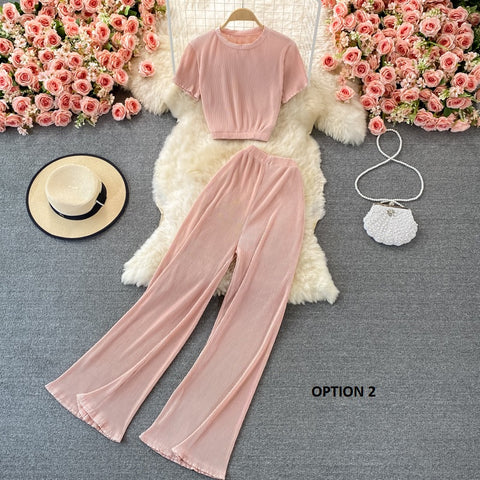 New Casual, Round Neck, Short Sleeve + Loose Pants Two Piece Set CODE: KAR1228