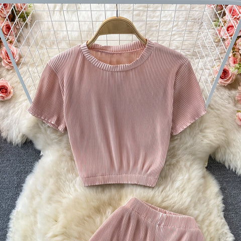 New Casual, Round Neck, Short Sleeve + Loose Pants Two Piece Set CODE: KAR1228
