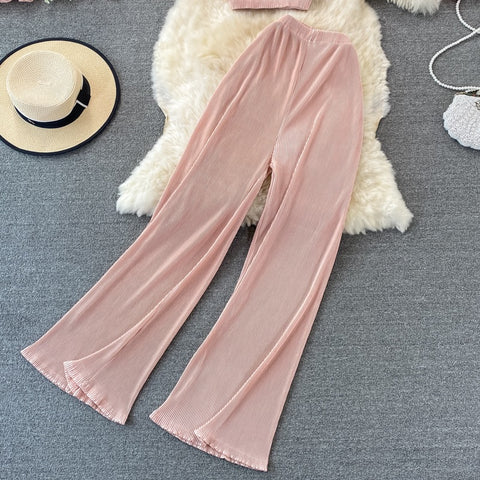 New Casual, Round Neck, Short Sleeve + Loose Pants Two Piece Set CODE: KAR1228