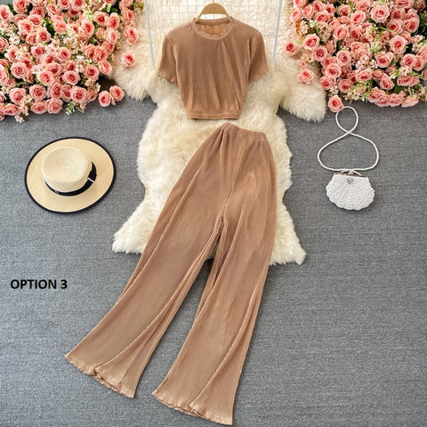 New Casual, Round Neck, Short Sleeve + Loose Pants Two Piece Set CODE: KAR1228