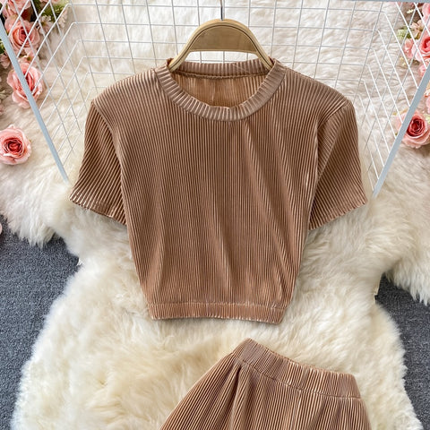 New Casual, Round Neck, Short Sleeve + Loose Pants Two Piece Set CODE: KAR1228