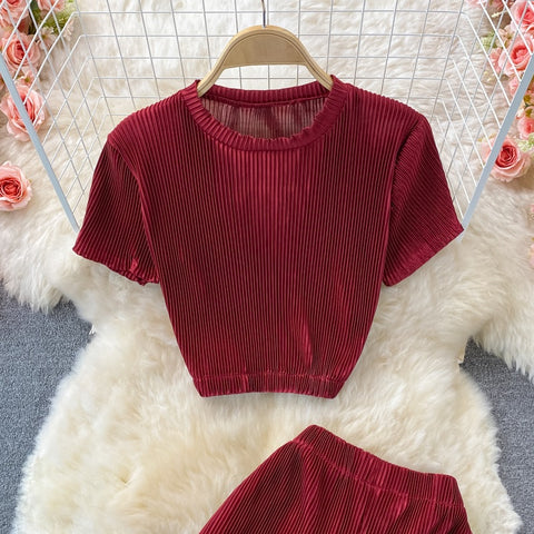 New Casual, Round Neck, Short Sleeve + Loose Pants Two Piece Set CODE: KAR1228