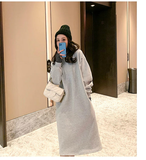 New Oversized, Loose Sweatshirt, Long, Patchwork, Striped Collar and Cuff, Casual Hoodie Coat CODE: KAR1231