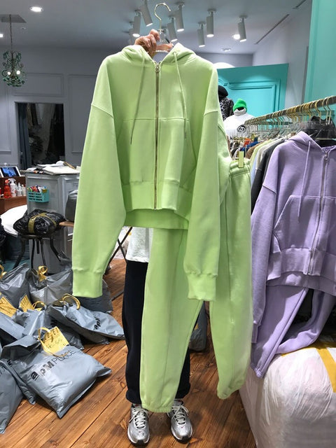 New Fashion Hooded Coat, Long Sleeve, High Waist Long Pants, Hooded Sweatshirt Set CODE: KAR1232