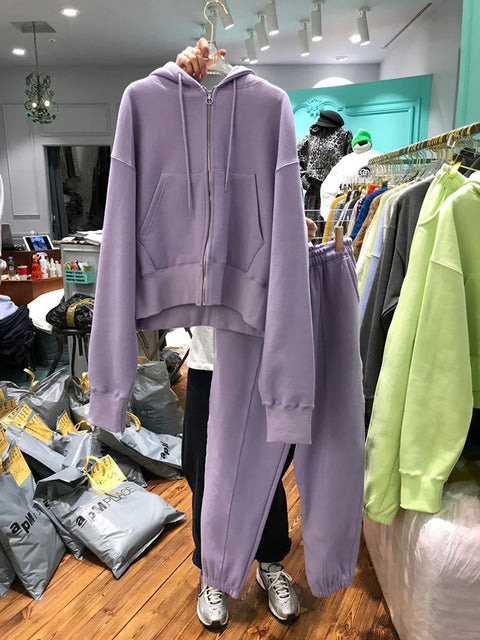 New Fashion Hooded Coat, Long Sleeve, High Waist Long Pants, Hooded Sweatshirt Set CODE: KAR1232