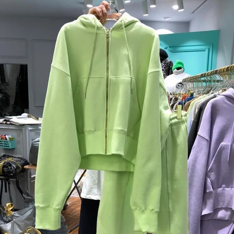 New Fashion Hooded Coat, Long Sleeve, High Waist Long Pants, Hooded Sweatshirt Set CODE: KAR1232