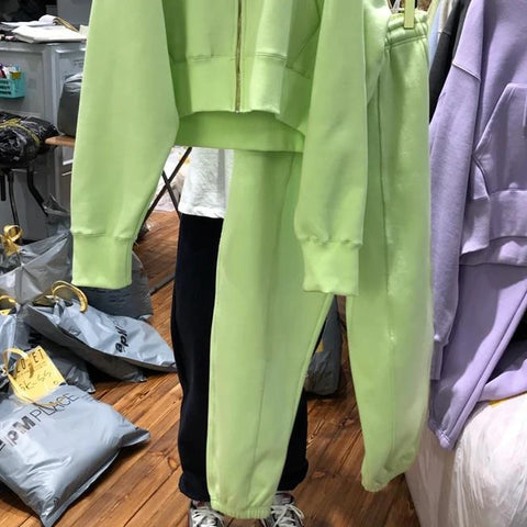 New Fashion Hooded Coat, Long Sleeve, High Waist Long Pants, Hooded Sweatshirt Set CODE: KAR1232