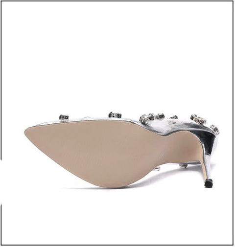 Transparent Crystal Rivets Shallow Thin High Heel CODE: KAR1238