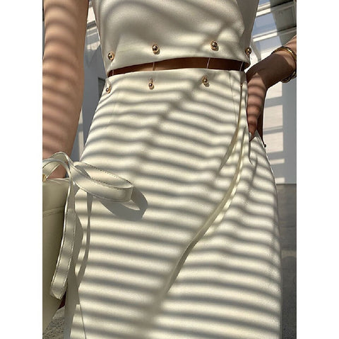 New fashion, long, with detachable pearl buckle, at the waist, Elegant  high end, sweet fairy dress CODE: KAR1241