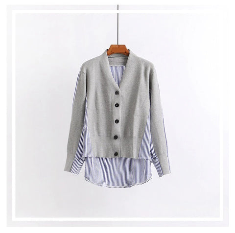 V-neck wool cardigan, pretty with buttons, in patchwork top CODE: KAR1243