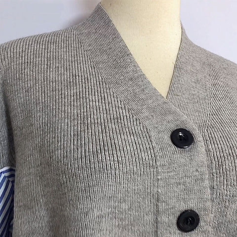 V-neck wool cardigan, pretty with buttons, in patchwork top CODE: KAR1243