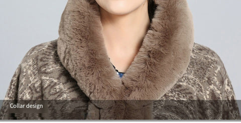 Knitted Cardigan in Faux Rabbit Fur, Thick Warm, Cashmere Flower Collar, Hooded, Poncho CODE: KAR1244
