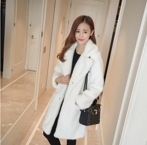 New casual, thick, warm, long, loose, solid color, turn-down collar, winter coat CODE: KAR1246