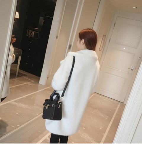 New casual, thick, warm, long, loose, solid color, turn-down collar, winter coat CODE: KAR1246