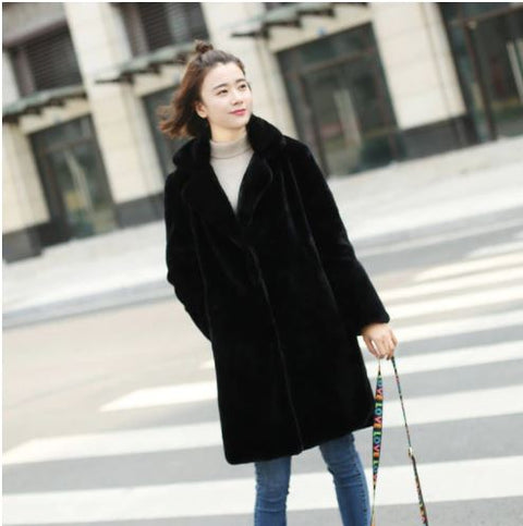 New casual, thick, warm, long, loose, solid color, turn-down collar, winter coat CODE: KAR1246