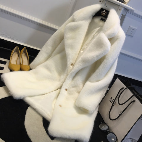 New casual, thick, warm, long, loose, solid color, turn-down collar, winter coat CODE: KAR1246